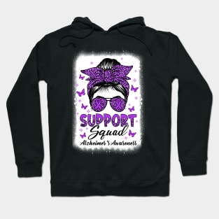 Support Squad Messy Bun Butterfly Alzheimer's Awareness Hoodie